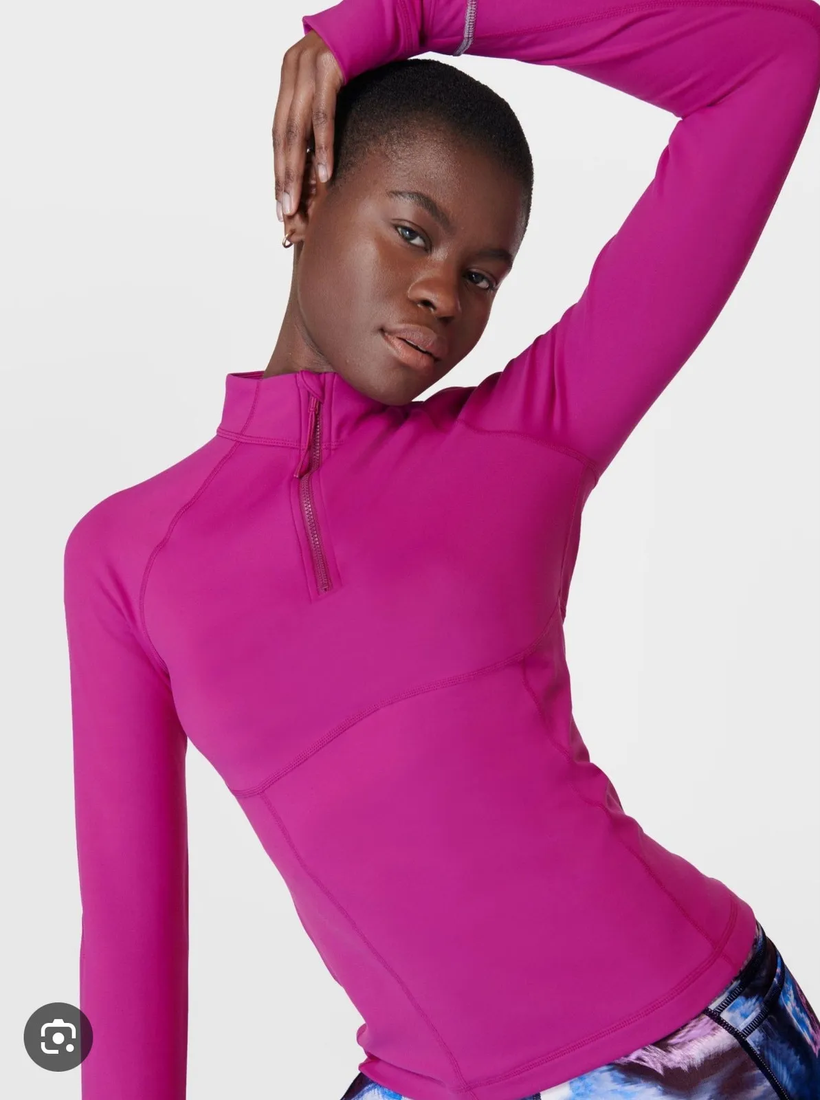 SWEATY BETTY Pro Run Half Zip Base Layer Top magenta fusion purple Size Medium - Image 1