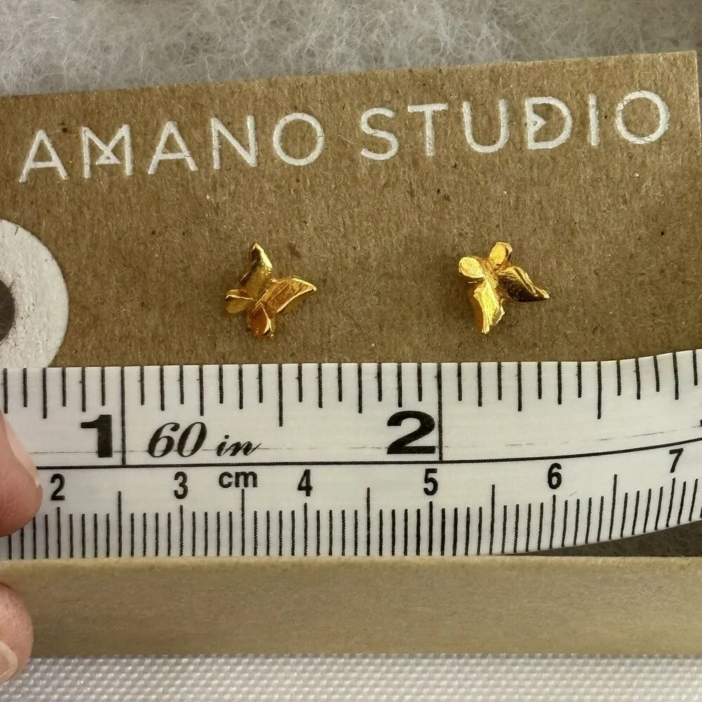 Butterfly Earrings Tiny Gold Studs Sonoma California Made In USA - Image 6