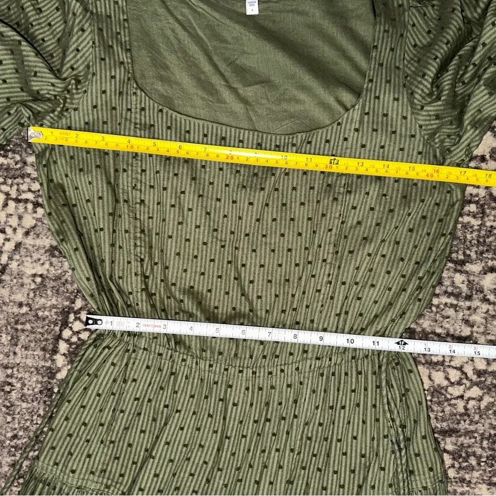 Joie Women’s Size S Army Green Swiss Dot Nashua Gathered Jacquard Midi Dress - Image 9