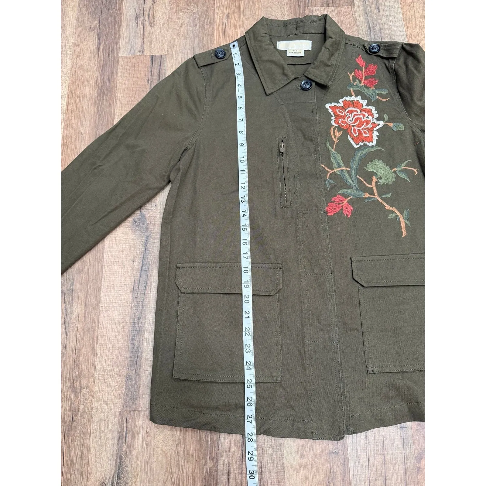 NWT Michael Kors‎ Embroidered Military Utility Jacket Green S - Image 6