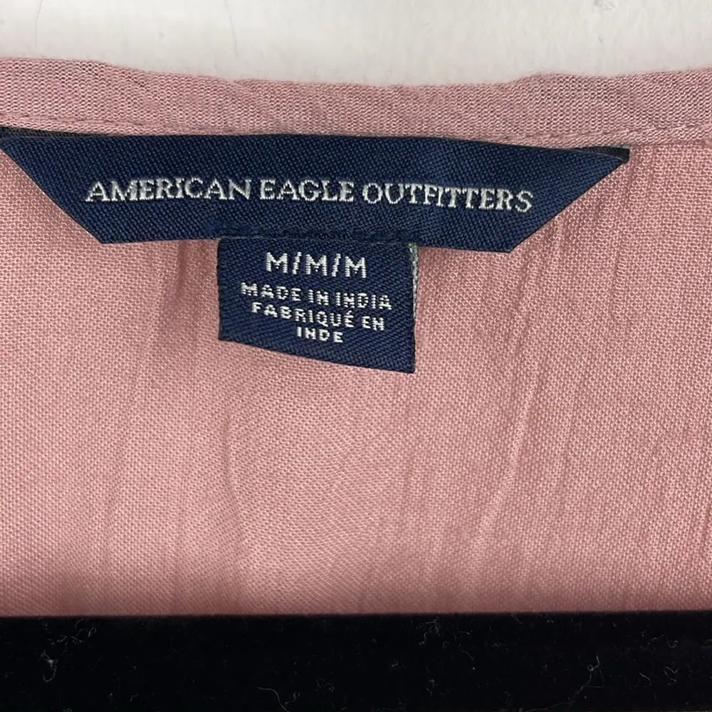 American Eagle Pullover Embroidered Mauve Boho Dress size Medium - Image 8