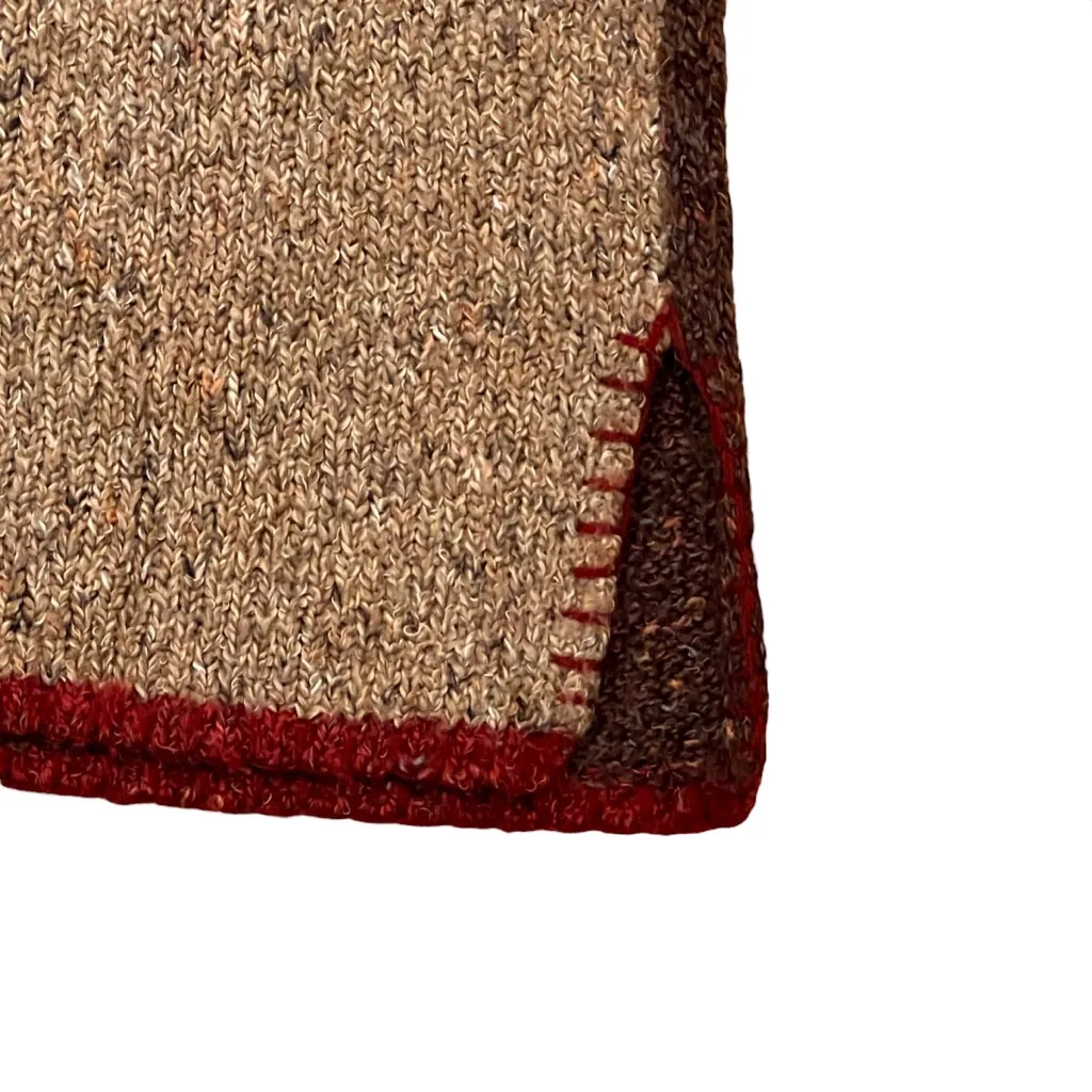 Vintage 90s Dress Barn Cardigan Sweater Colorblock Zip Up Lrg Burgandy Tan Brown - Image 9