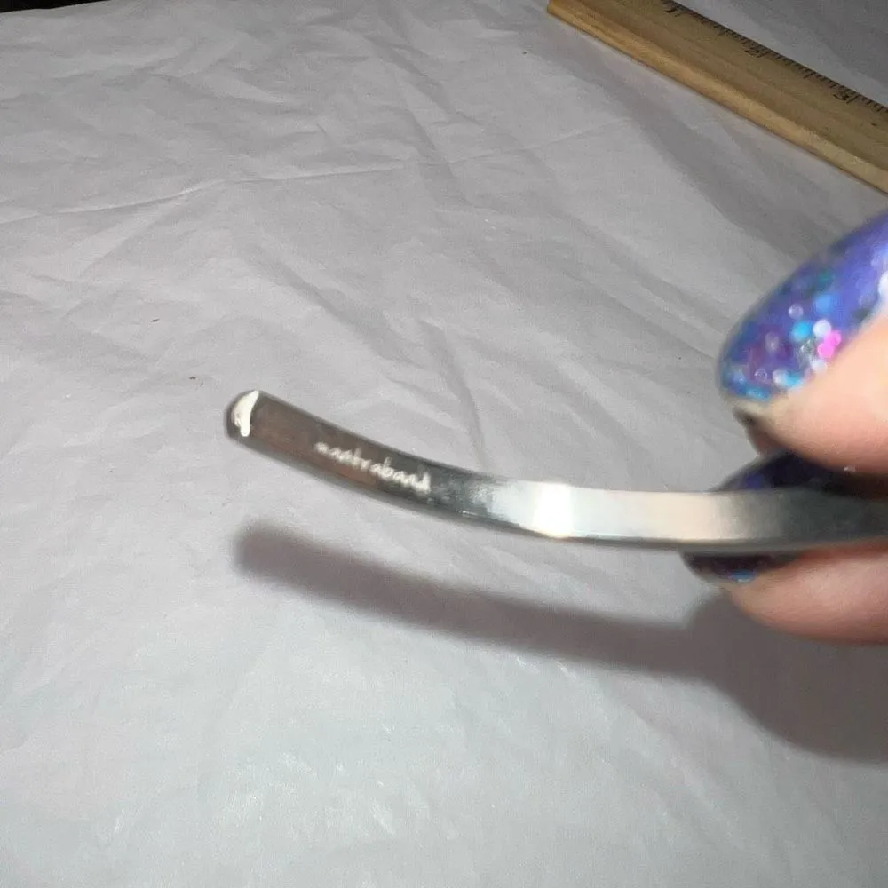 MantraBand  Silver Tone “Think Happy” Thin Cuff Bracelet - Image 4