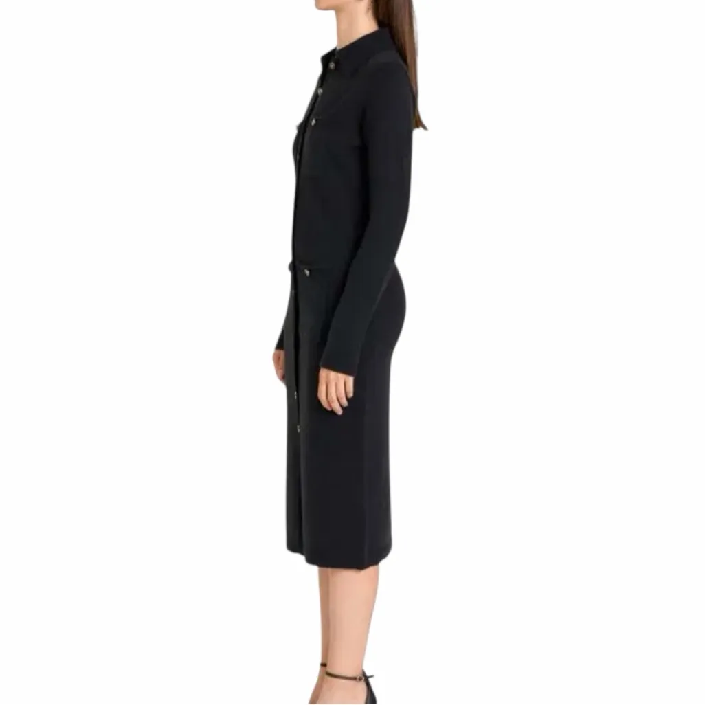 WAYF Morgan Button-Front Knit Sweater Midi Dress Black Size Medium NEW - Image 3