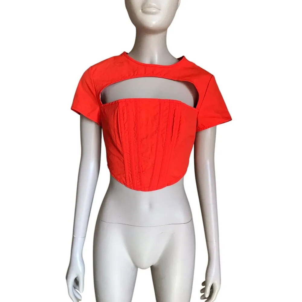 Missguided Orange Short Sleeve Corset Top - Image 2