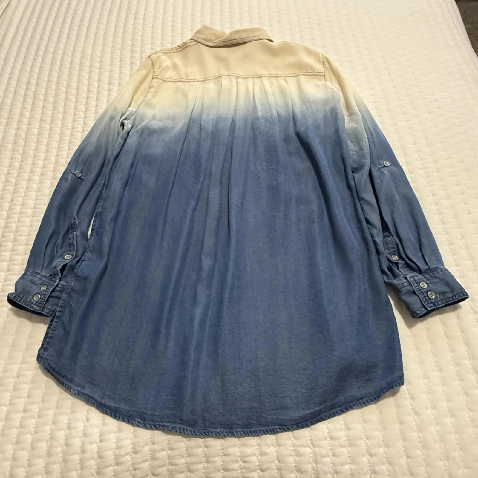 John Mark  Blue Ombré Button Down Tunic Top M Medium NWT $99 100% Lyocell - Image 9