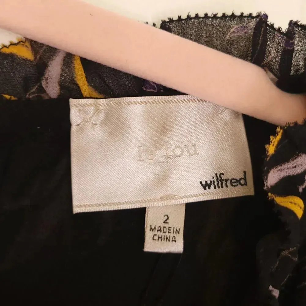 LE FOU BY WILFRED Aritzia Leman Dress Dark Floral Size 2 90s Ruffle - Image 7