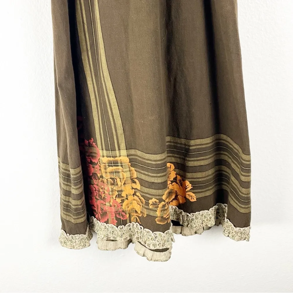 FREE PEOPLE Brown Sleeveless Knot Front Smocked Back Maxi Dress, Size 6 - Image 5