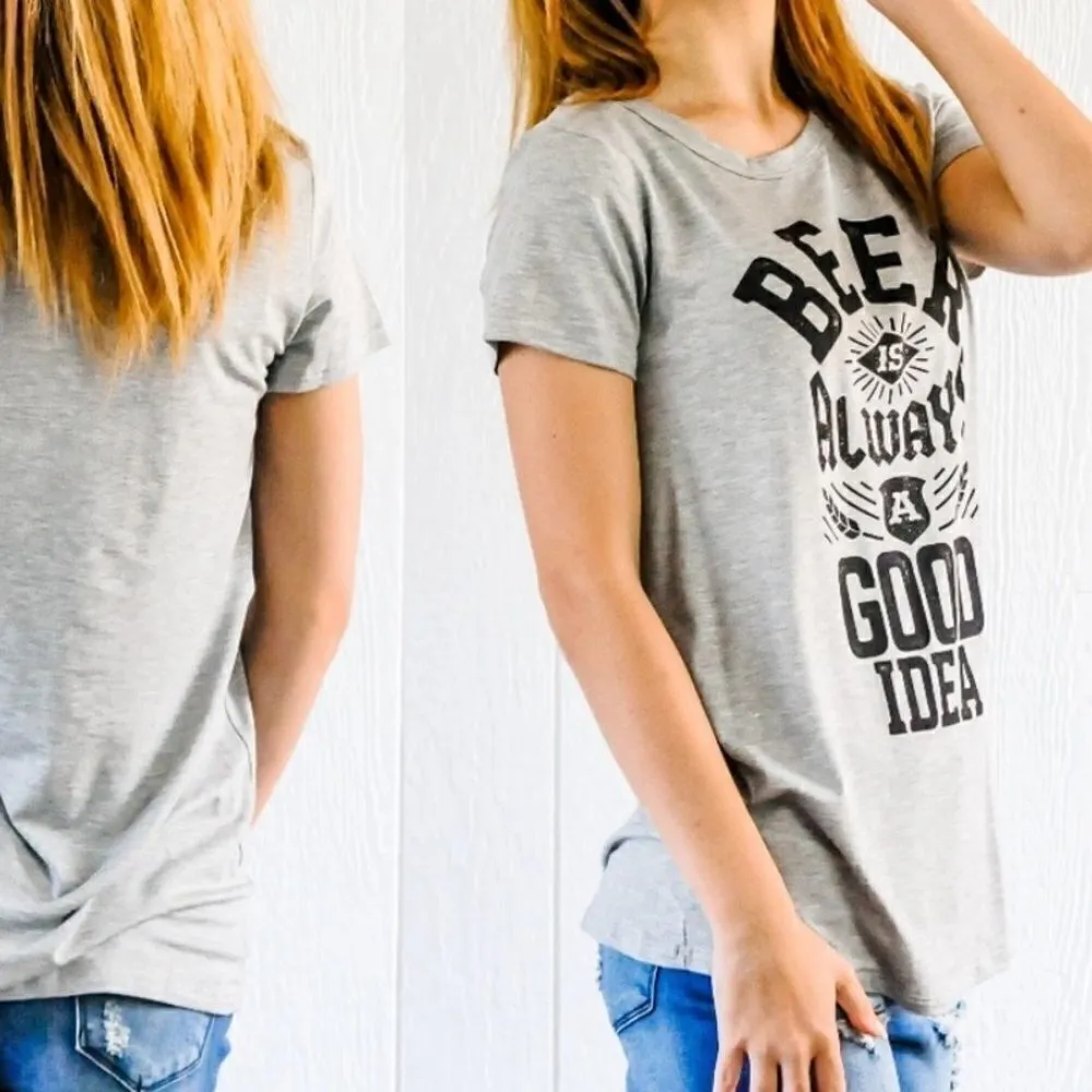 Sweet Claire “Beer is‎ Always a Good Idea” Graphic Tee - Image 10