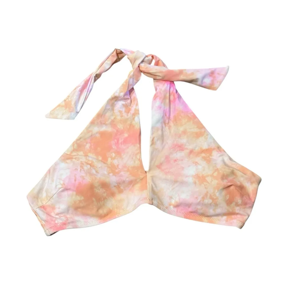 NWT! Aerie Crossover Keyhole Halter Bikini Top in Beach Peach - Size Large - Image 7