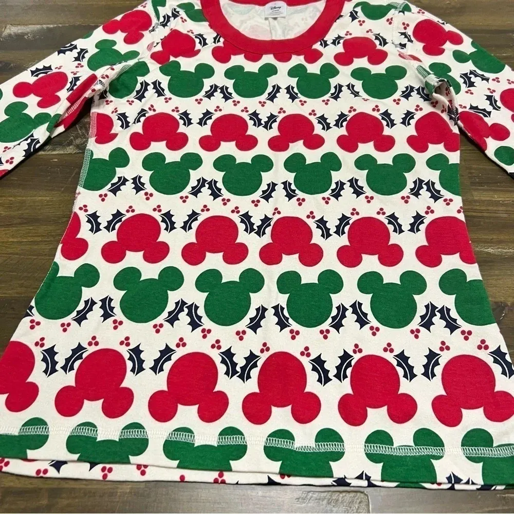 Disney Hanna Andersson Mickey Holiday Christmas Long Sleeve Top Large Red Green - Image 4