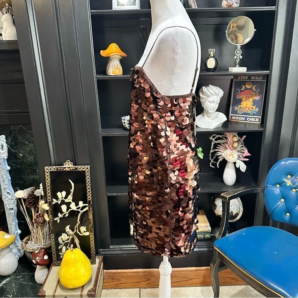 Brown Sleeveless Paillette Mini Party Shift Dress from A New Day Size Small NWT - Image 5