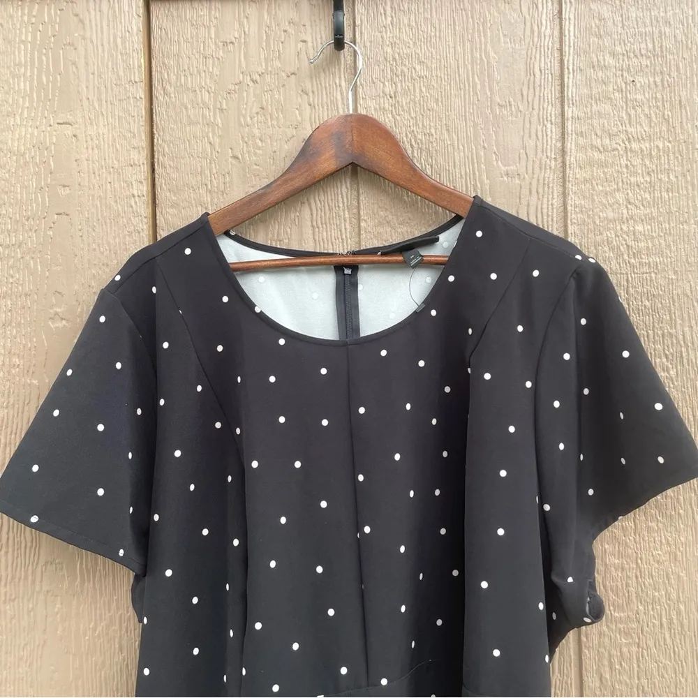 Lane Bryant Womens Shirt Blouse Black Polka Dot Peplum Tie Waist Plus Size 26 - Image 5