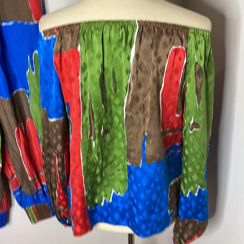 Tory Burch Silk Off Shoulder Shirt Jogger Set‎ - Image 5