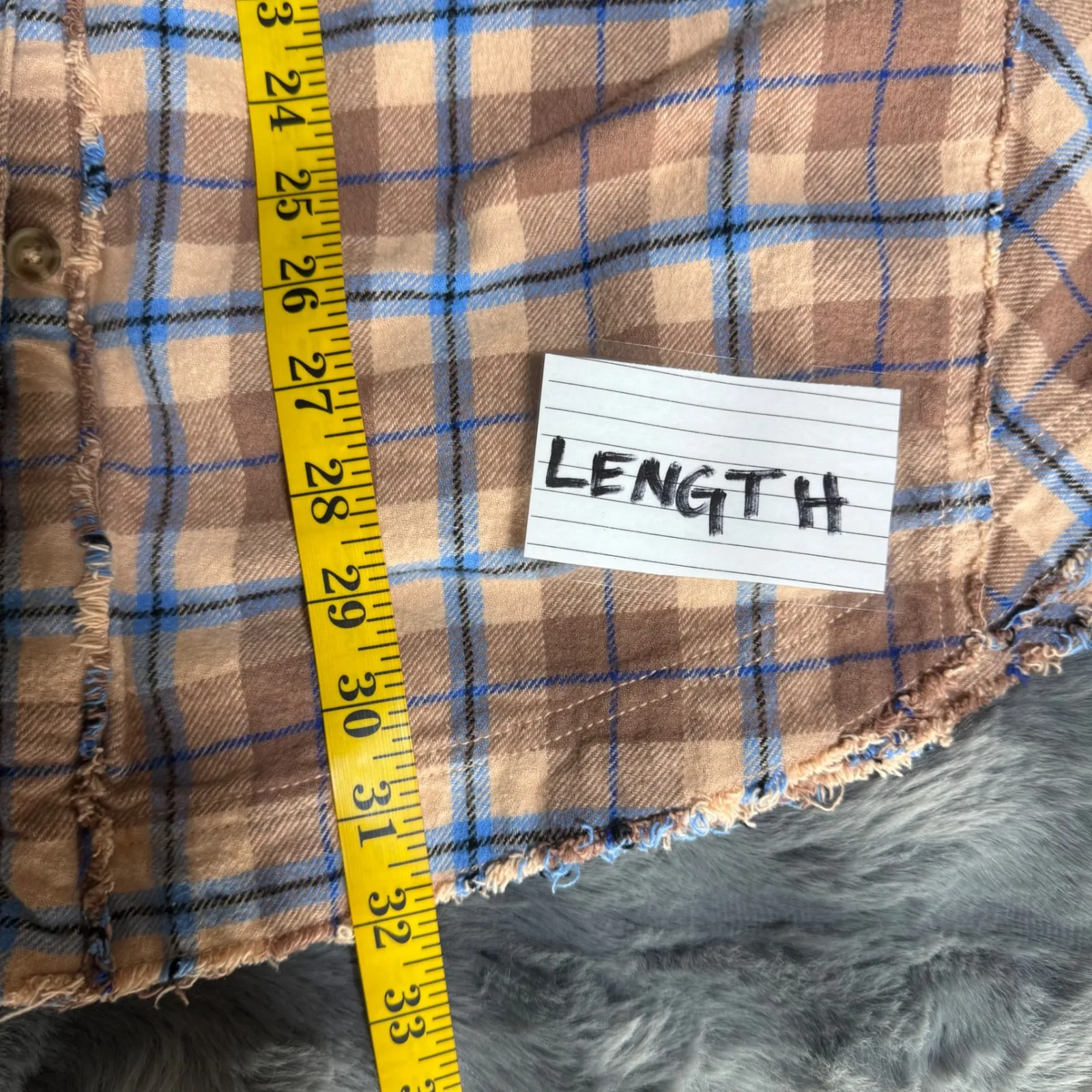 Free People We The Free Happy Hour Oversized Flannel Shirt LG Tan Button Front - Image 9