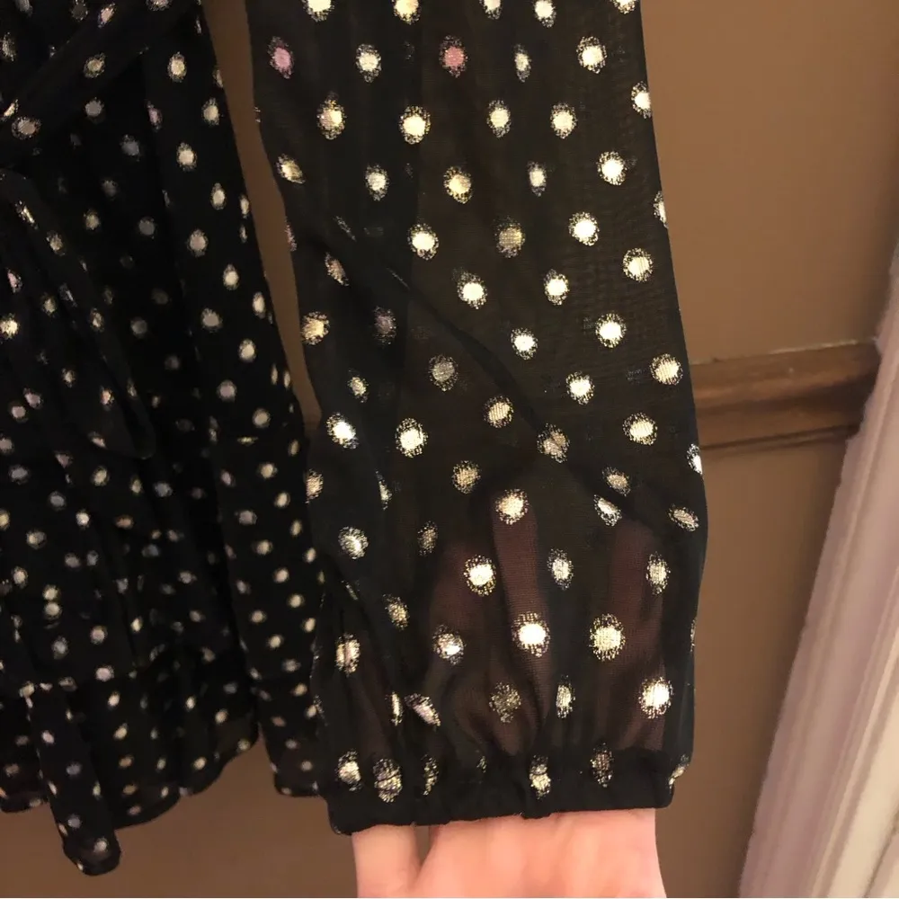 City Studio Polka Dot Foil Long sleeve Ruffle‎ Dress Black Gold XS - Image 4