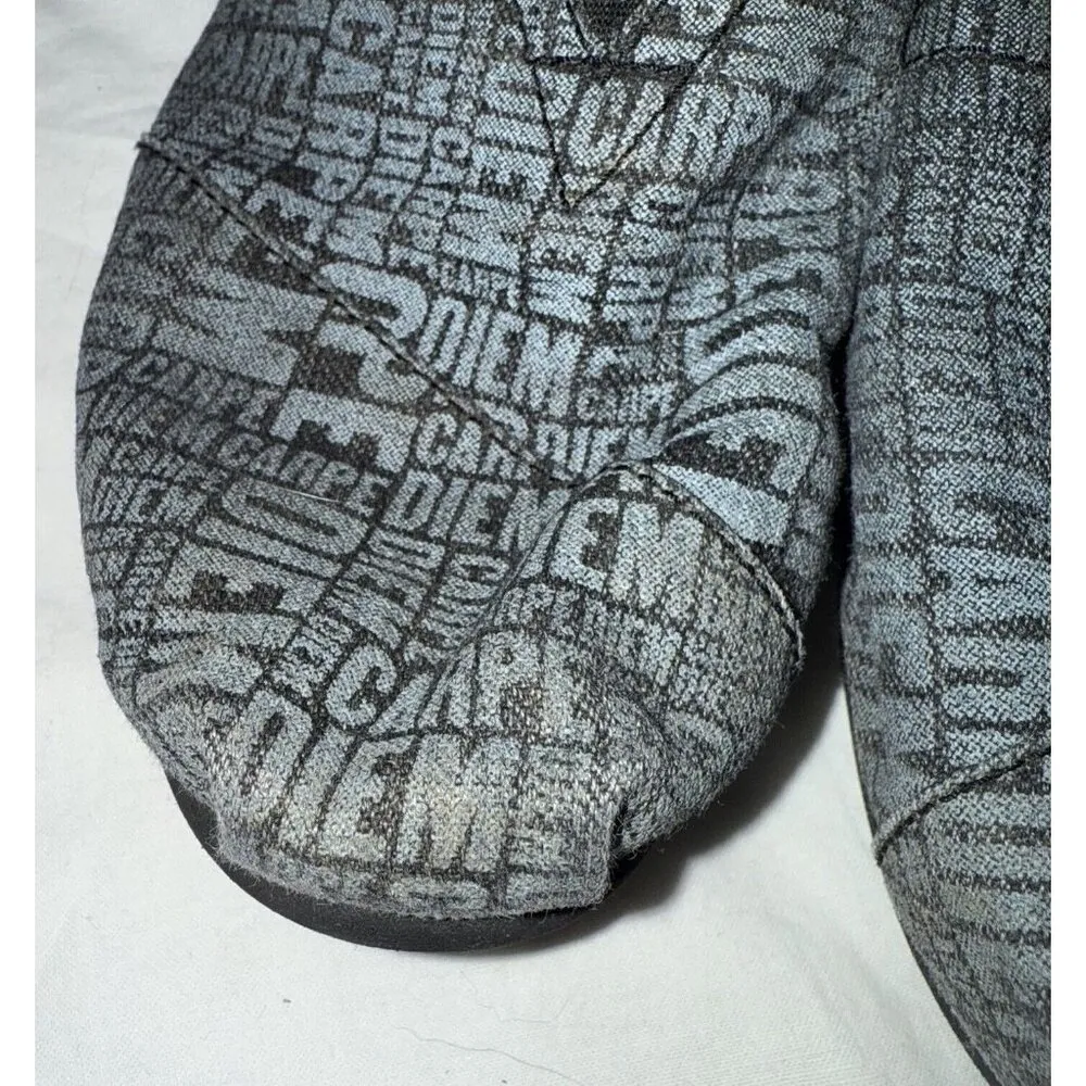 Toms Canvas Shoes Womens Size 7.5 Carpe Diem Black Gray Classic Slip On Flats - Image 2