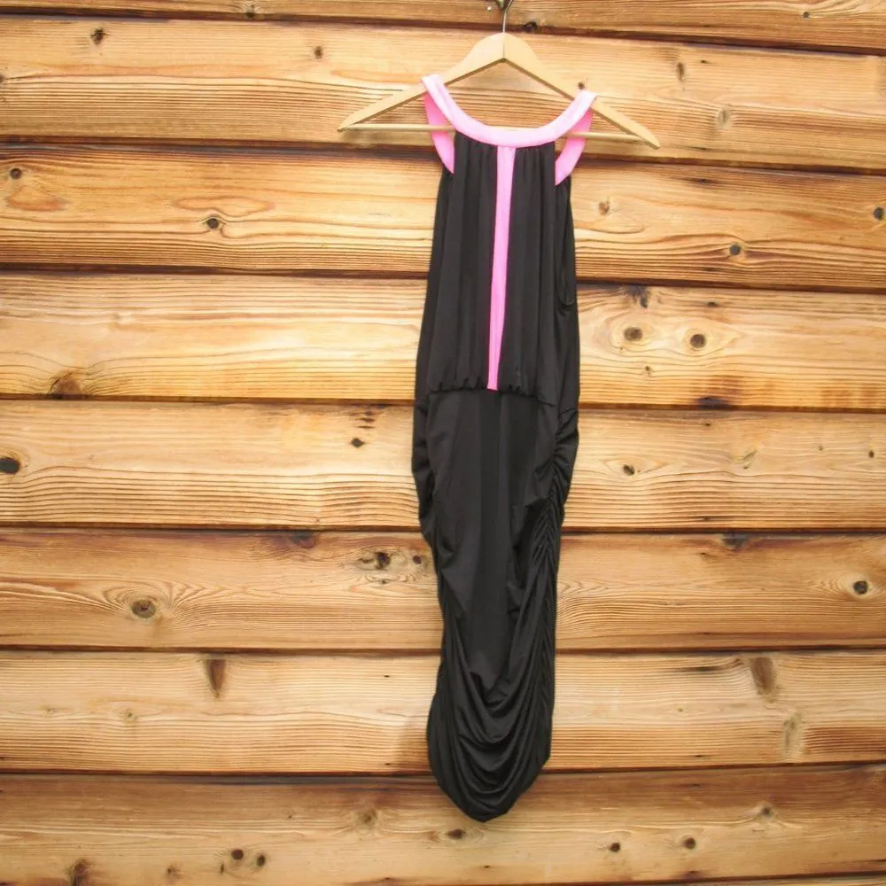 Jay Godfrey Black Pink Ruched Jersey Dress Size 6 - Image 5