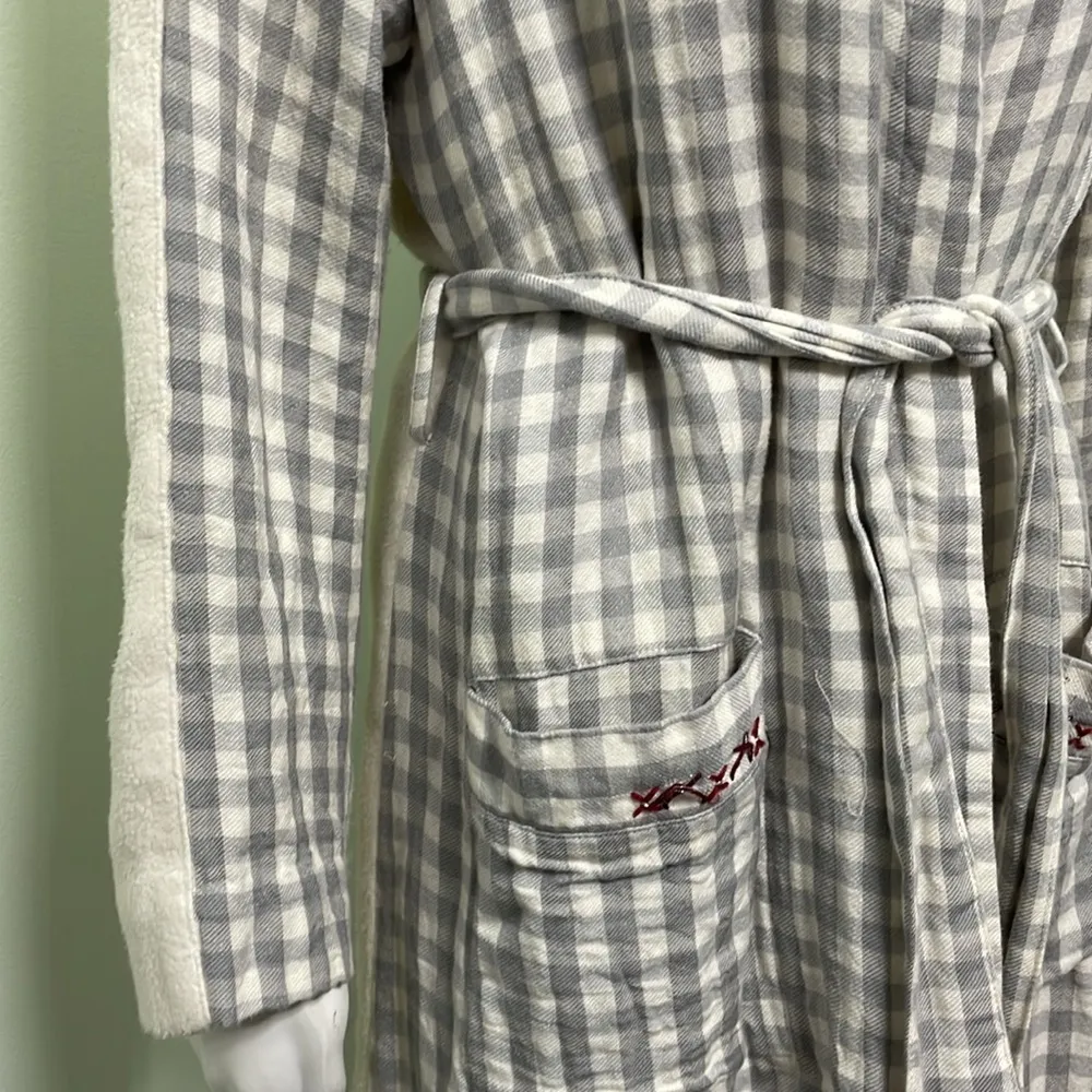 ANTHROPOLOGIE Saturday Sunday Robe Gray Checkered Pattern - Image 3