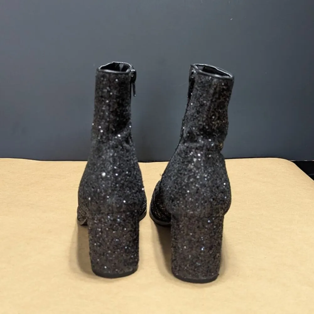 Corkys Razzle Dazzle Black Glitter Ankle Booties Heeled Boots Womens 8 Hey Girl - Image 2