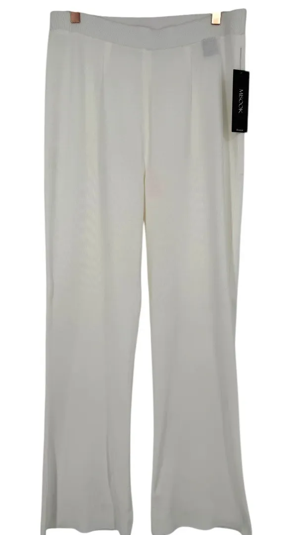 Misook NWT Women's Bootcut Pull On Knit Pants White Size Medium Contemporay - Image 1