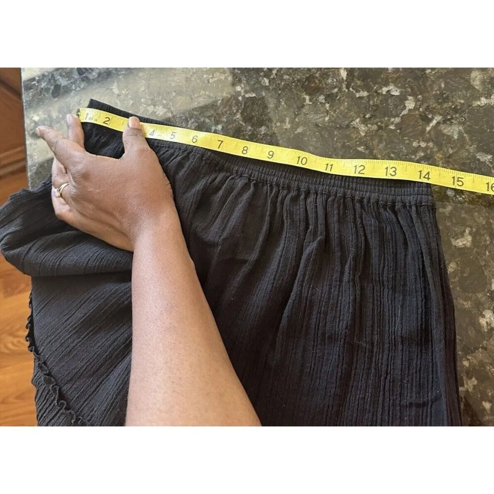 Two Twenty Collection Tiered Midi Skirt Fairy Pull On A Line Size M 100% Cotton Black Size M - Image 6