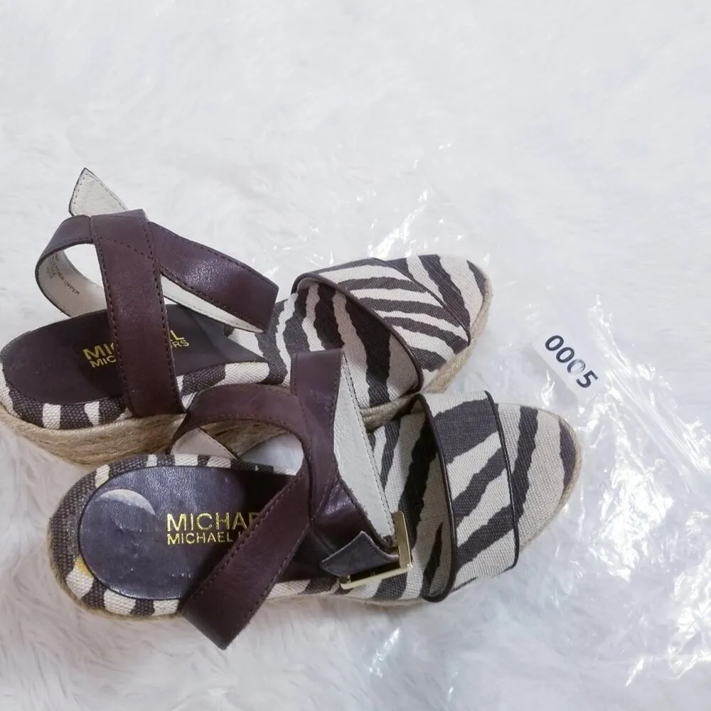 Michael Kors Zebra Print Espadrille Wedge Sandals - Image 7