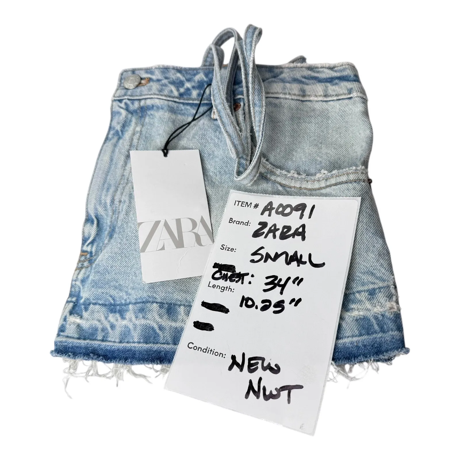 NEW ZARA Denim CROP TOP Spaghetti Strap Jean Short TANK Shirt Women's SM Blue! - Image 9