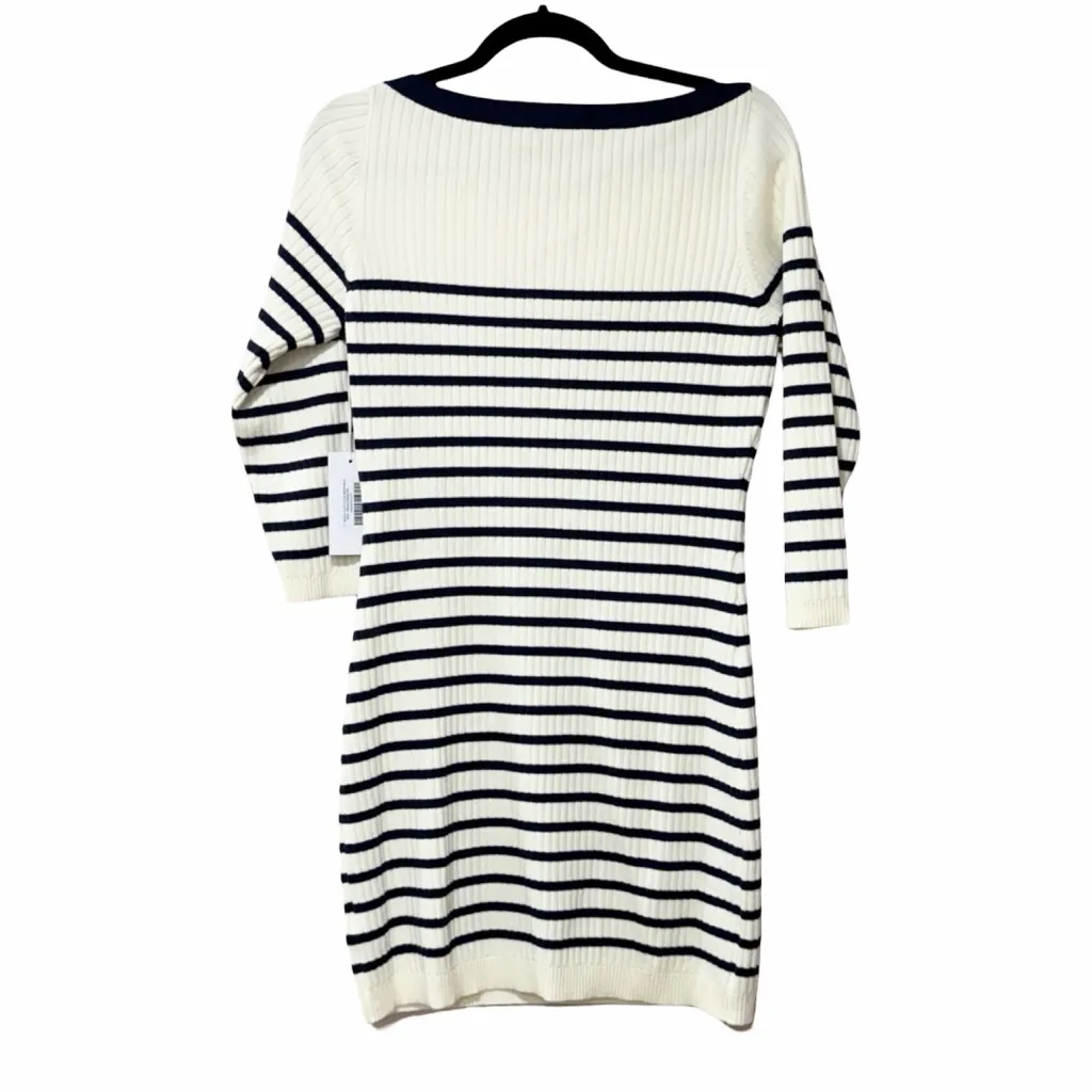 NWT REFORMATION Ines Striped Ribbed Knit Crewneck Mini Dress Sz L - Image 5