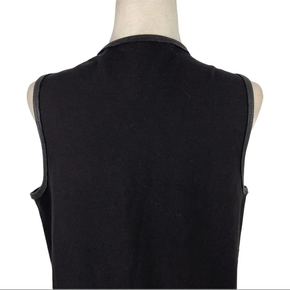 Max Studio Faux Fur Shearling Black Long Vest Duster Jacket Sleeveless Medium - Image 6