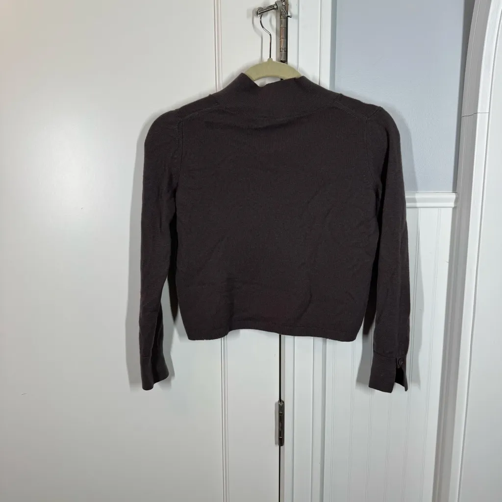 Marni Brown Cropped 100% Cashmere Polo Knit Sweater Top size small quiet luxury - Image 8