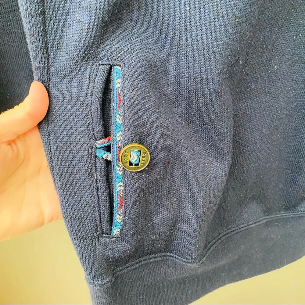 Roxy Pullover Sweater Navy Sz Medium - Image 5