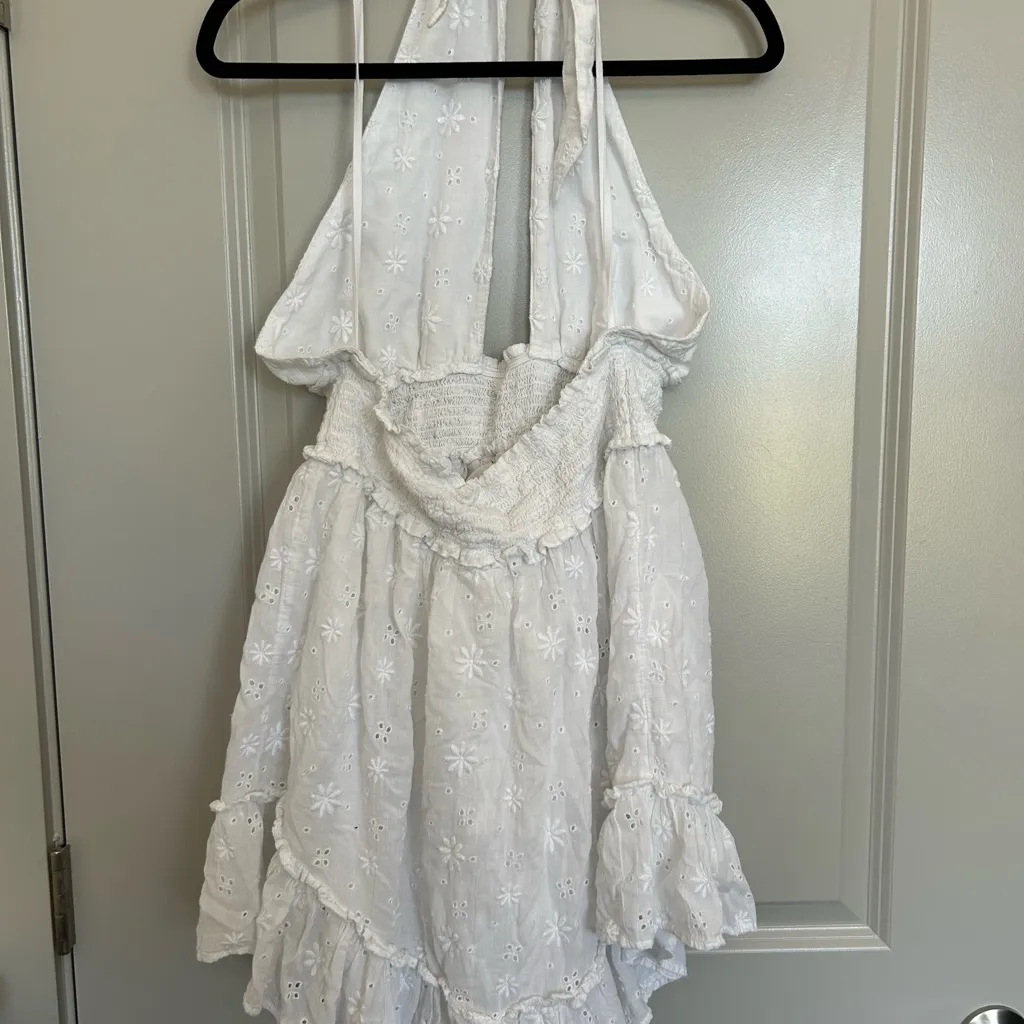 Aerie White Smocked Halter Dress - Image 3