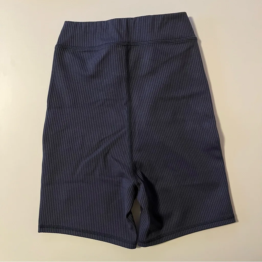 For Love And Lemons Chloe Ribbed Bike Shorts Midnight Blue - Image 5
