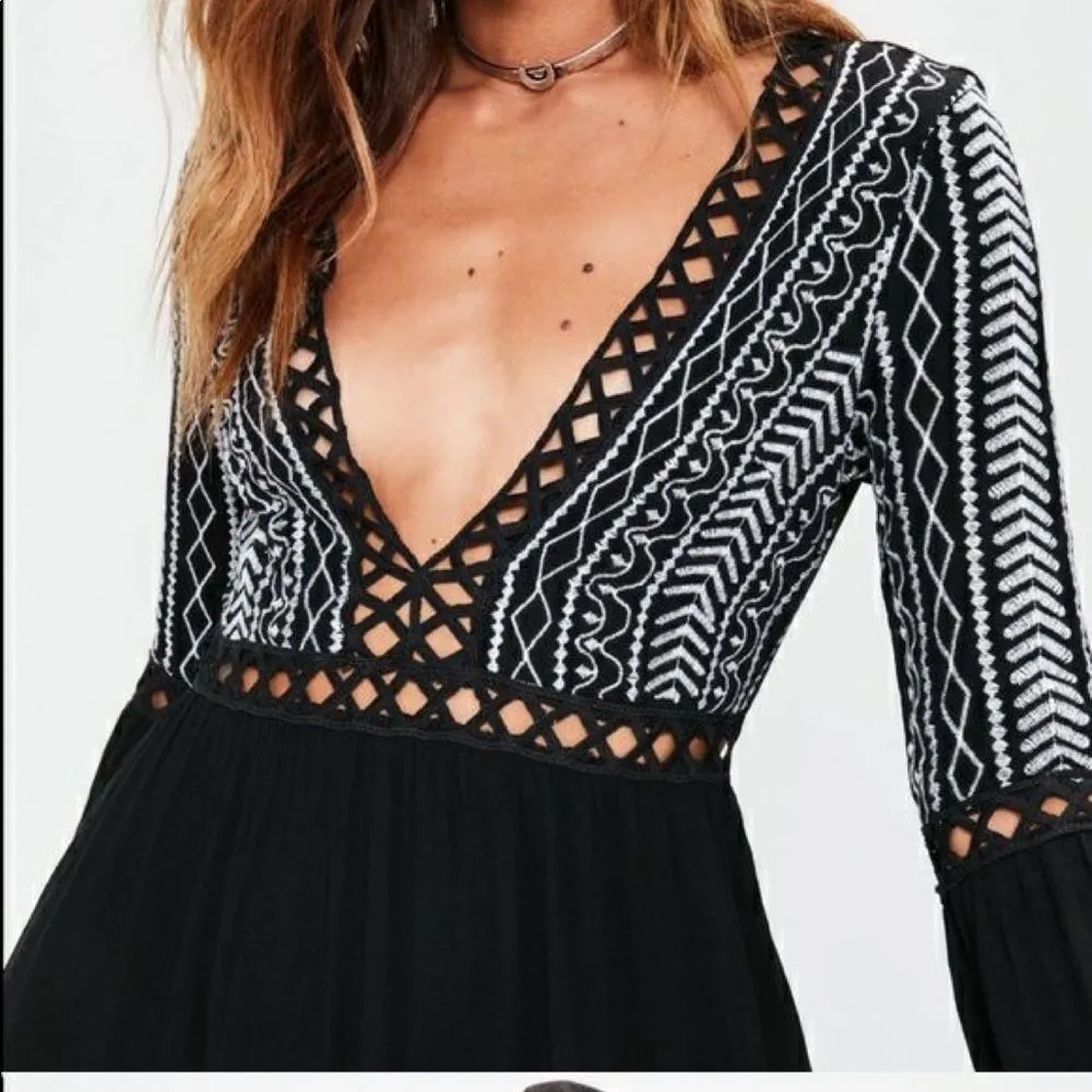 Missguided Cheesecloth Embroidered Swing Dress 4 - Image 2