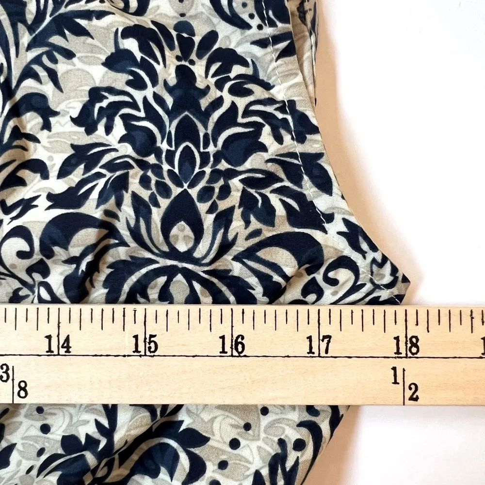 Cupshe Asymmetrical One Shoulder Pleated Blue Damask and Cream Mini Dress Large - Image 14