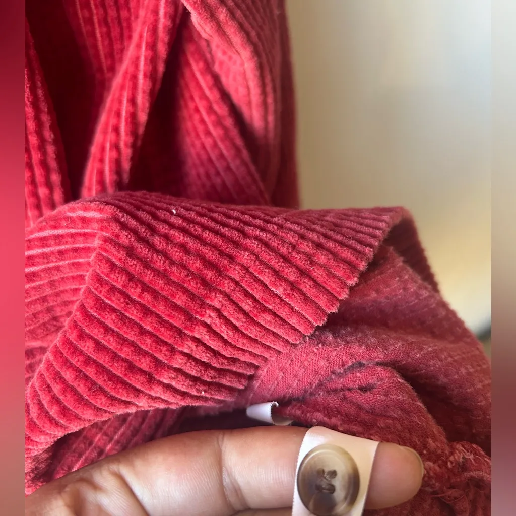 Vintage Brick Red Corduroy Button Down Sz L Size L - Image 3
