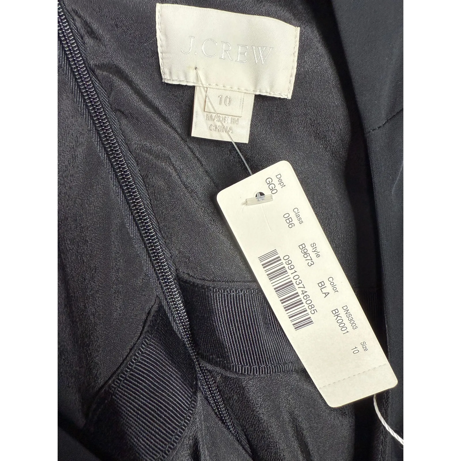 NWT J. Crew Flowy Sleeveless Sheath Midi Dress Lined V Back Zip Up 10 Black - Image 7