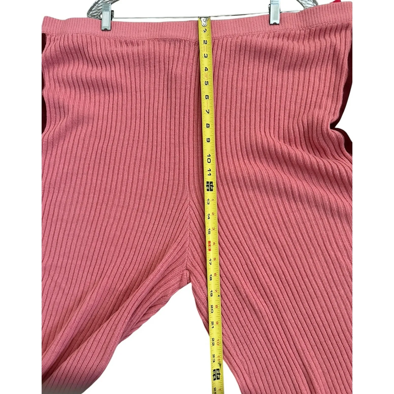 Eloquii Pink Ribbed Side Striped Crop Wide Leg Sweater Pants Size 26/28 - Image 8