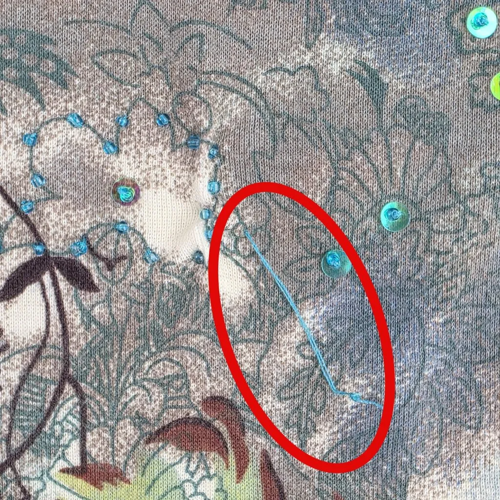 Classic Elements Womens Floral Top with Rhinestone Size Small Brown Blue Green - Image 6