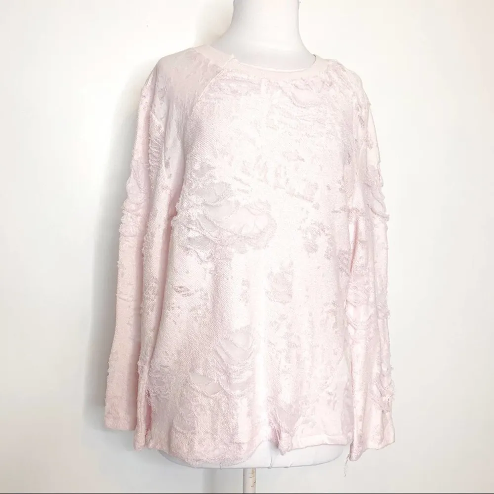 IRO Jeans Anile destroyed sweatshirt sweater sz XS pink - Image 6