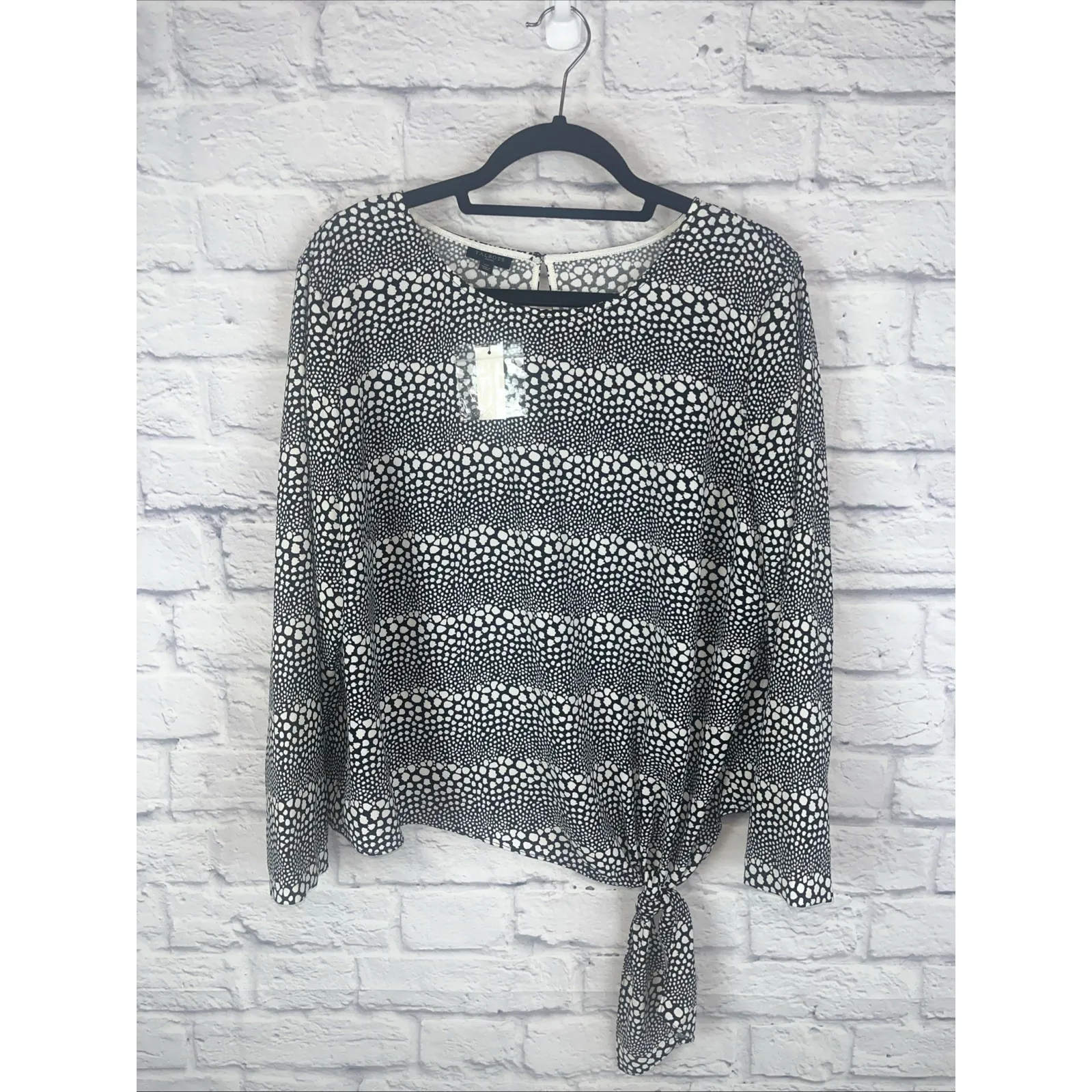 Talbots NWT Women's Career Chic Print Tie Waist Flattering Blouse Size 1X - Image 9