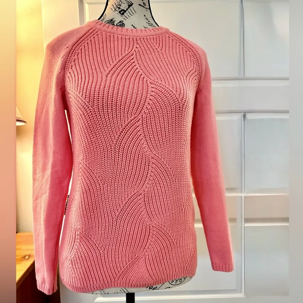 NWT Talbots Textured Swirl Knit Pointelle Scalloped Edge Sweater Size S/P💛 - Image 3