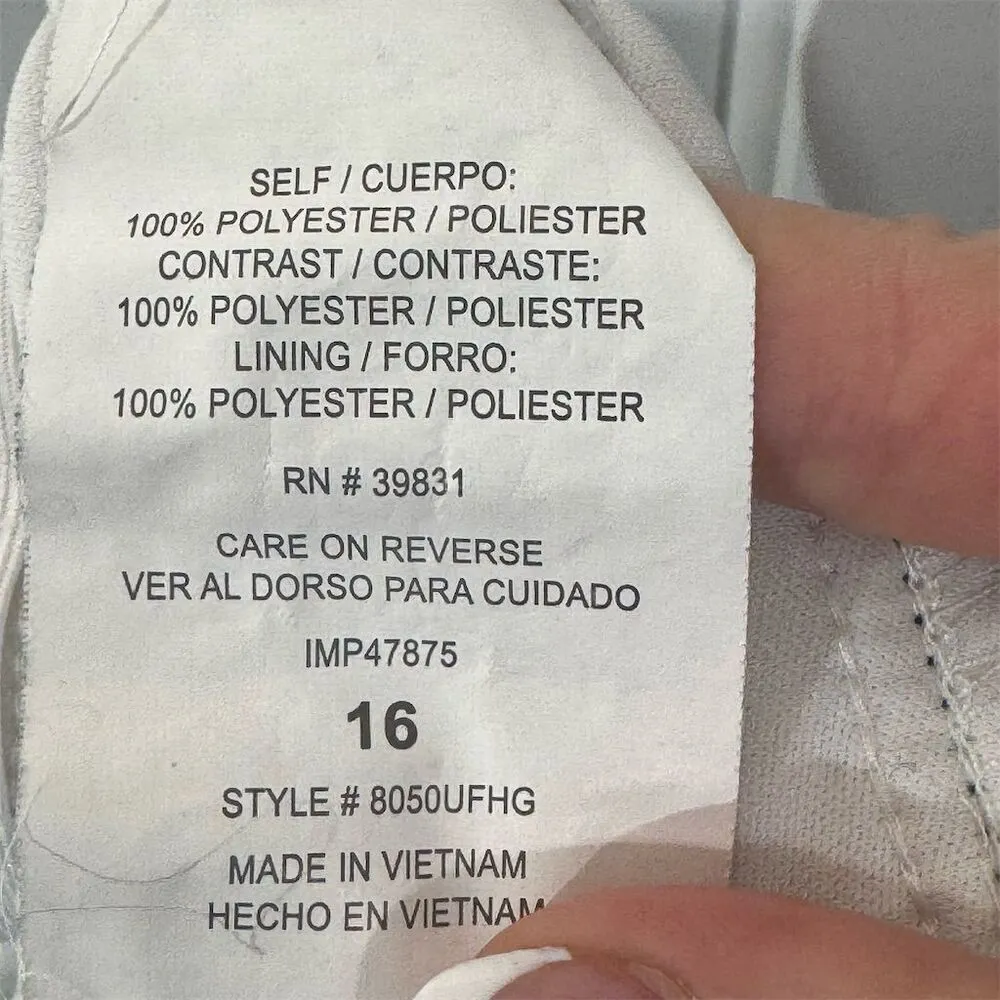 Sequin Hearts White Chiffon Ruffle Mini Dress Black Waist Bow 16 Formal Goth Y2K - Image 7