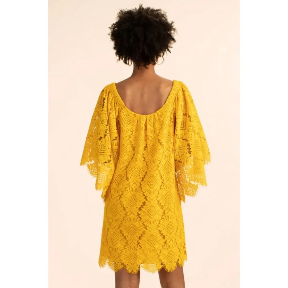 💕TRINA TURK💕 Ulana Dress ~ Pineapple Vista Lace Mimosa Yellow Medium M NWOT - Image 6