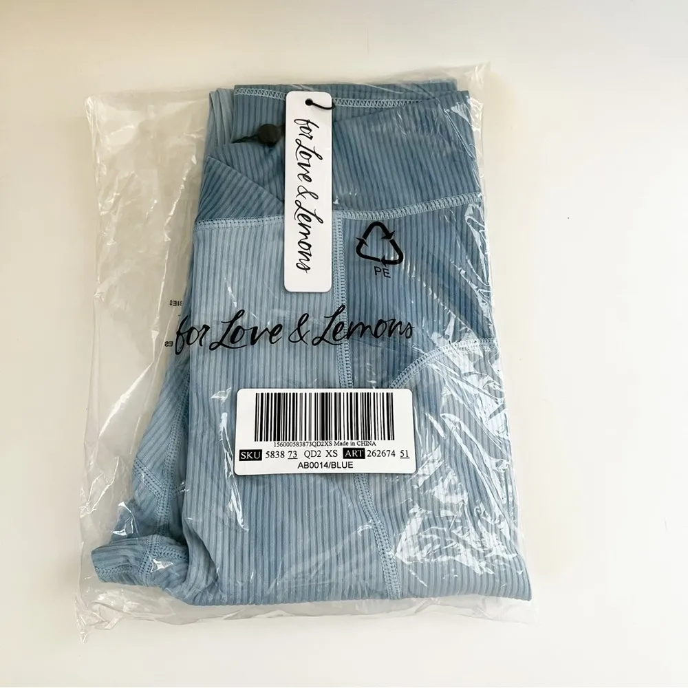 NWT FOR LOVE AND LEMONS Bicolor Ribbed High Waist Blue Leggings XS - Image 82