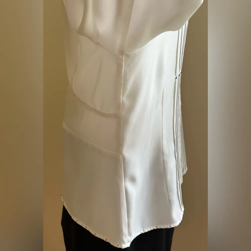 Norton McNaughton White Sheer &  Black Thread Collard Button Down Blouse Sz 10P - Image 6