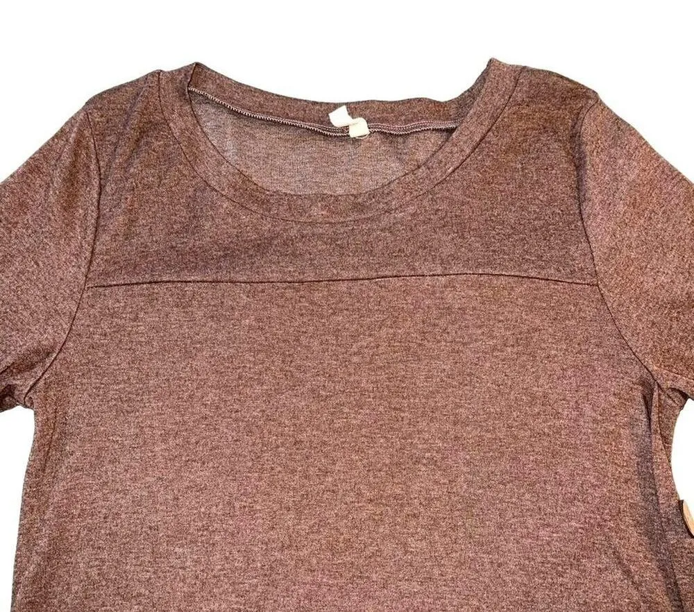 Igenjun Womens Asymmetrical Sweater Long Sleeve Button Accent Brown Medium - Image 2