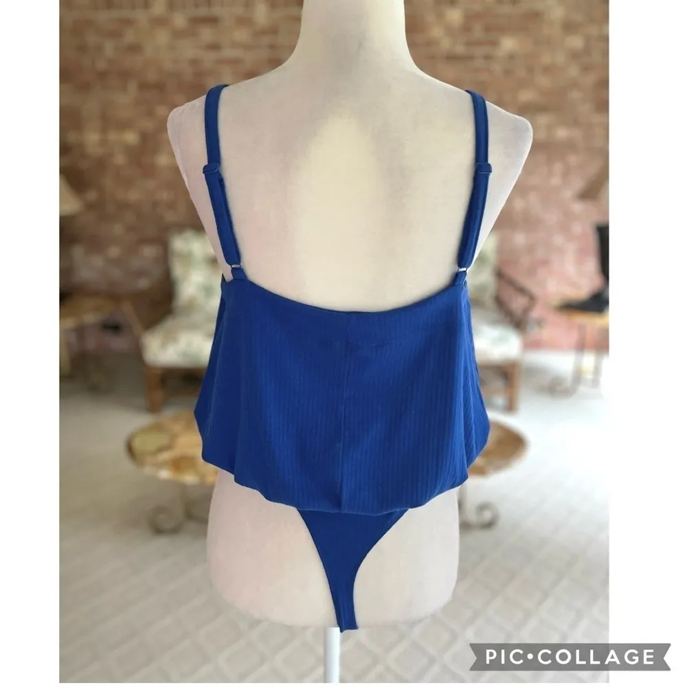 NWT Free People Intimately Marissa Bodysuit Royal Blue Knit Thong L Blouson Chic - Image 10
