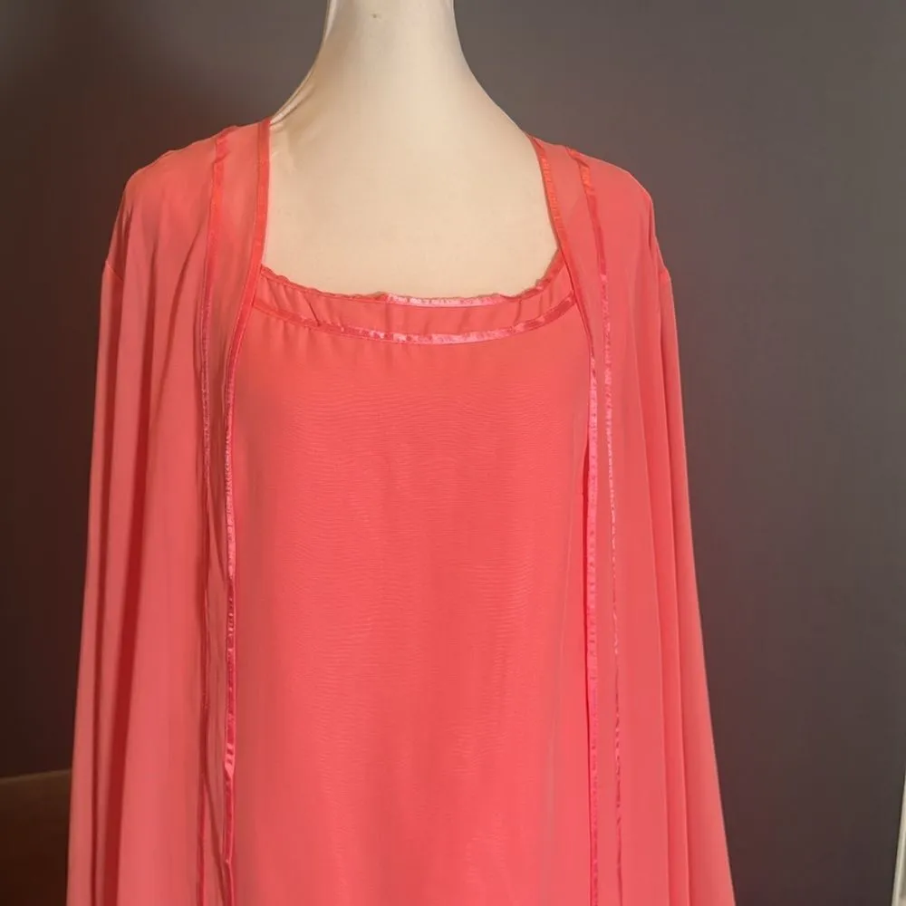 Women’s Chiffon 3 Piece Pants Suit Long Jacket Formal Party Wedding Size 16 NEW Pink - Image 2